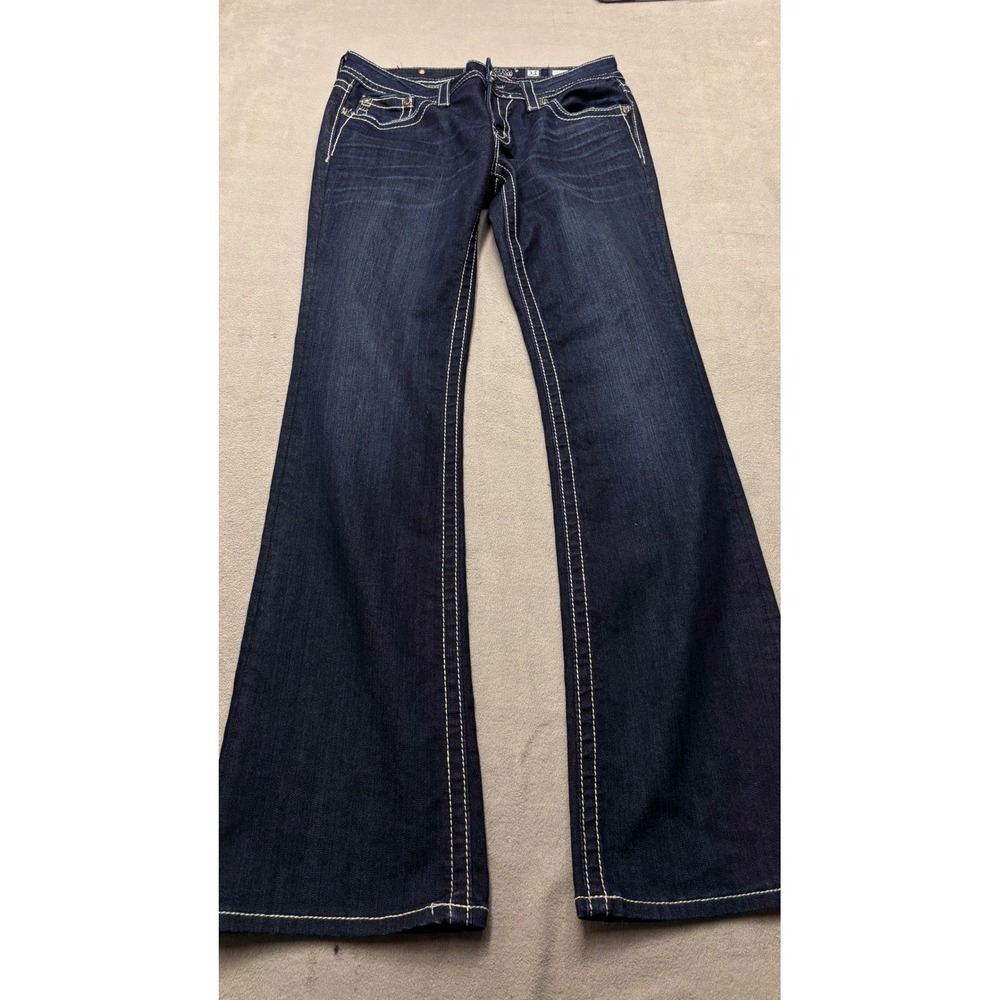Miss Me JP5445B3 Dark Wash Bootcut Jeans Embroidered Fleur De Lis Size 31 Cross